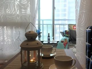Cup of coffee looking at Saetgang ecological park